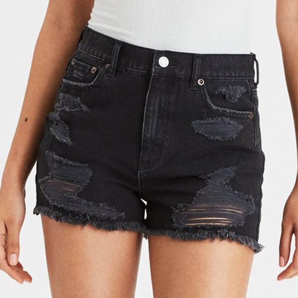 Black Denim mom shorts